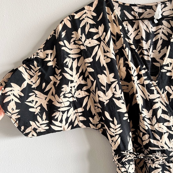 ba&sh Tabby Dress | Black/Beige Leaf Print | Size 1 (Small/US 4) - Picture 6 of 16